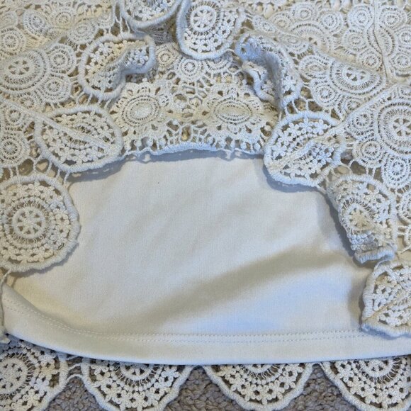 Vintage Creative Design Works Crochet Top Petite L Ivory Lined Sheer Romantic - Picture 6 of 9